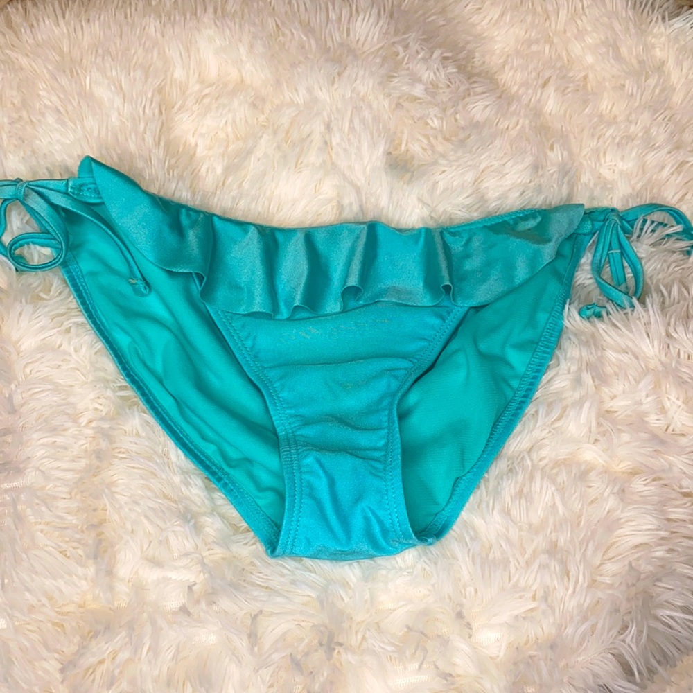 No Boundaries Teal Blue String Bikini Tie Swim Bottoms Size Large